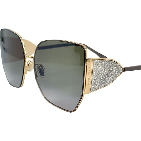 Jimmy Choo River S Womens Metal Sunglass 0763HA Gold Mud 61-16 Gray Gradnt Italy - Picture 2 of 5